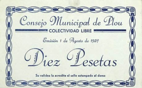 Аверс банкноты Pług za 10 peset (Hiszpania) 1937