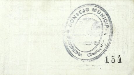 Реверс банкноты 25 centymów Riodeva (Hiszpania) 1937