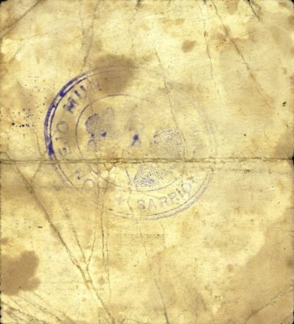 Rewers banknotu 25 centymów Sarrión (Hiszpania) 1937