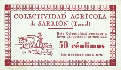 Аверс банкноты 50 сантимов Саррион (Испания)