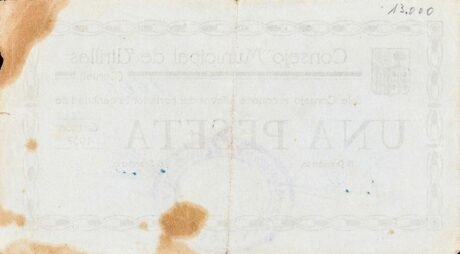 Реверс банкноты 1 peseta Utrillas (Hiszpania) 1937