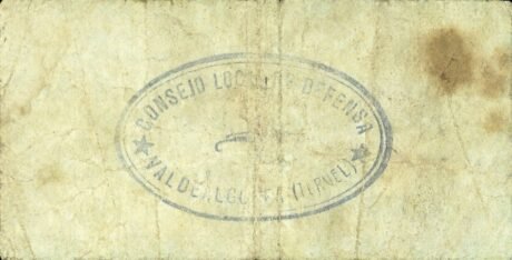 Реверс банкноты 25 centymów Valdealgorfa (Hiszpania) 1937