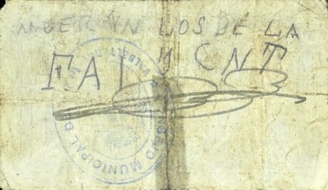 Реверс банкноты 25 centymów Valdeltormo (Hiszpania) 1937