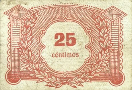 Реверс банкноты 25 centymów Navalucillos (Hiszpania)