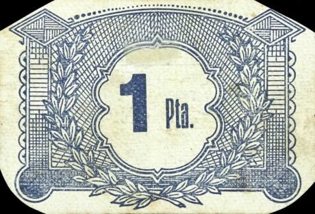 Реверс банкноты 1 peseta Navalucillos (Spain)