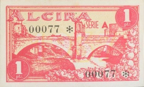 Реверс банкноты 1 песета Альсира (Испания) 1937 года