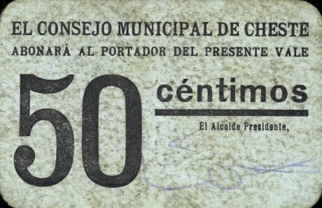 Аверс банкноты 50 сантимов Честе (Испания)