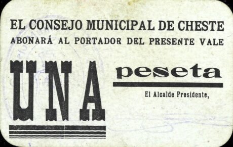 Аверс банкноты 1 песета Честе (Испания)