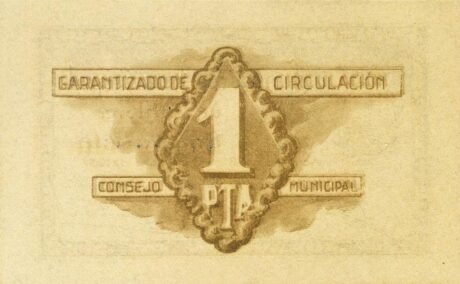 Реверс банкноты 1 песета Кульера (Испания) 1937 года