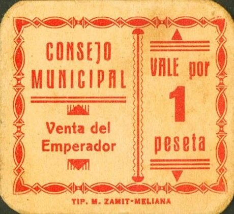 Аверс банкноты 1 peseta Venta del Emperador (Hiszpania)