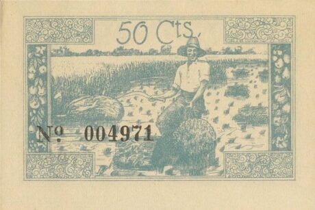 Реверс банкноты 50 centymów Sollana (Hiszpania)