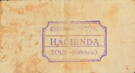 Реверс банкноты 2 песеты Тус (Испания) 1937 года