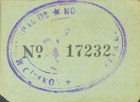 Реверс банкноты 5 сантимов Вильянуэва де Кастельон (Испания) 1937 года