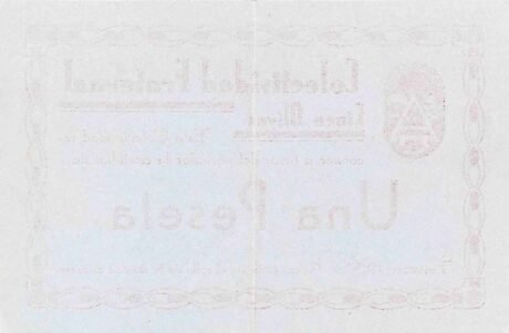 Реверс банкноты 1 peseta Cinco Olivas (Hiszpania) 1937