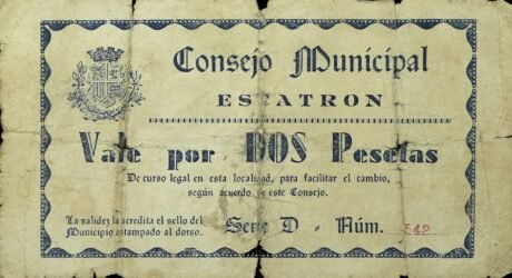 Аверс банкноты 2 песеты Эскатрон (Испания)