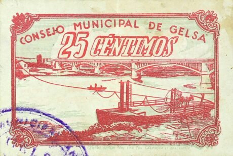 Реверс банкноты 25 centymów Gelsa (Hiszpania) 1937