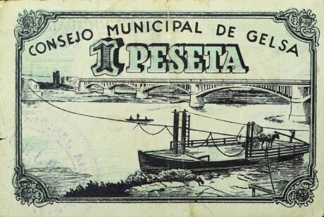 Реверс банкноты 1 песета желса (Испания) 1937 года