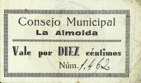 Аверс банкноты 10 centymów La Almolda (Hiszpania)