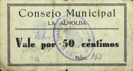 Аверс банкноты 50 centymów La Almolda (Hiszpania)