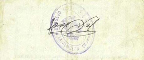 Реверс банкноты 1 peseta La Almolda (Spain)