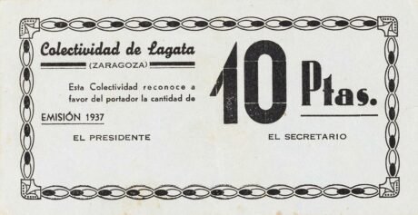 Аверс банкноты 10 peset lagata (Hiszpania) 1937