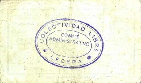 Реверс банкноты 5 сантимов Лесера (Испания) 1937 года