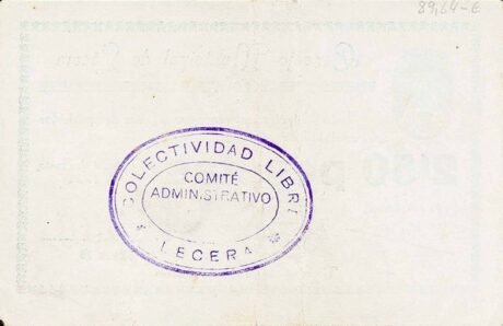 Реверс банкноты 2,50 песет Лесера (Испания) 1937 года