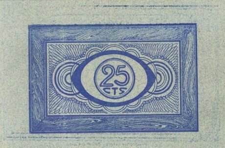 Реверс банкноты 25 centymów Nonaspe (Hiszpania)