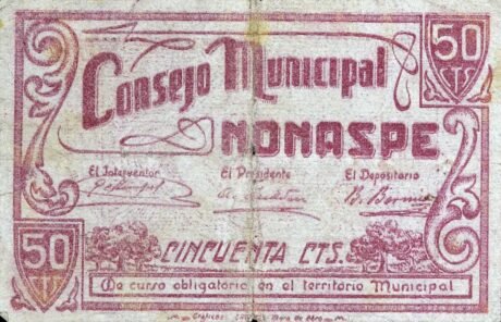 Аверс банкноты 50 Centimo Nonaspe (Hiszpania)