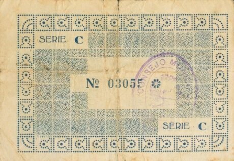 Реверс банкноты 1 песета Састаго (Испания) 1937 года