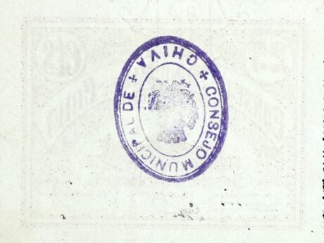 Реверс банкноты 25 сантимов Чива (Испания)