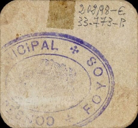 Реверс банкноты 50 сантимов Фойо (Испания)