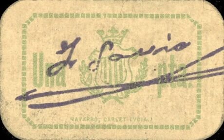 Реверс банкноты 1 peseta carlet (Spain)