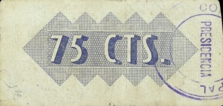 Реверс банкноты 75 сантимов Каналы (Испания) 1937 года