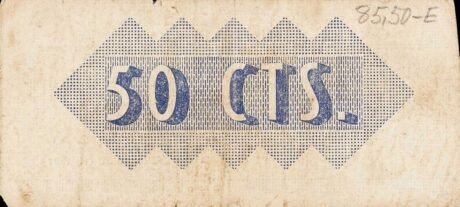 Реверс банкноты 50 сантимов Каналы (Испания) 1937 года