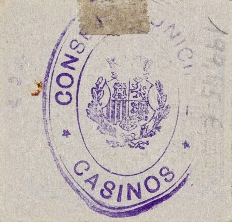 Реверс банкноты 25 сантимов Казино (Испания)