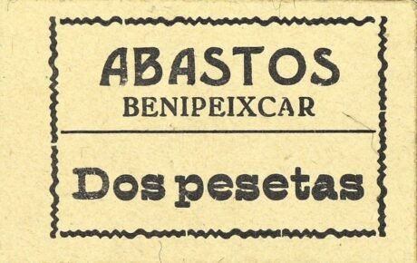 Аверс банкноты 2 песеты Бенипейшкар (Испания)