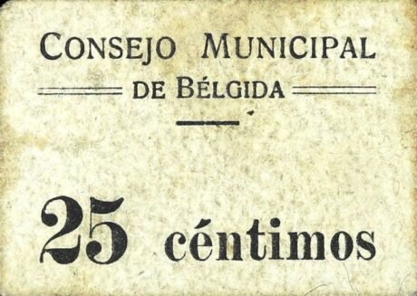 Аверс банкноты 25 centymów belgijskich (Hiszpania)