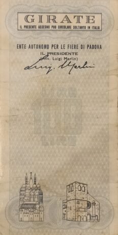 Реверс банкноты 100 lirów Bank Antoniana (Włochy) 1976