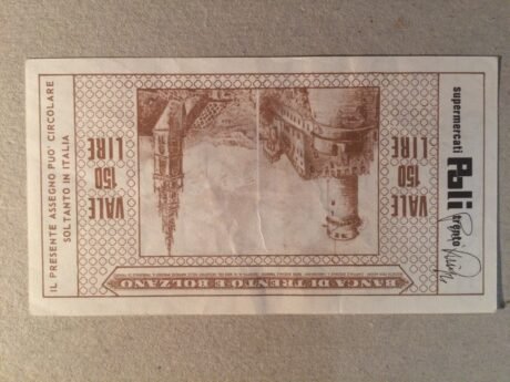 Реверс банкноты 150 lirów Bank Trento i Bolzano (Włochy) 1976