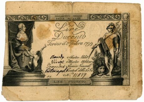 Аверс банкноты 200 лир (Италия) 1799 года