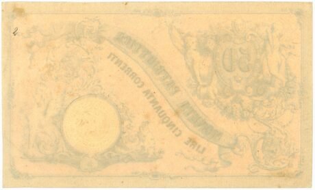 Реверс банкноты 50 лир (Италия) 1848 года