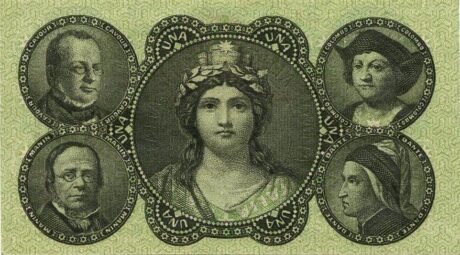 Реверс банкноты 1 лира (Италия) 1869 года