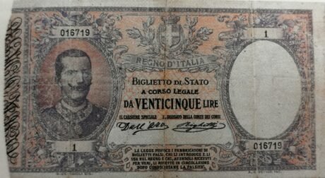 Аверс банкноты 25 lirów (Włochy) 1902