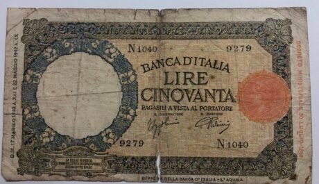 Аверс банкноты 50 lire Lupetta (Italy) 1942