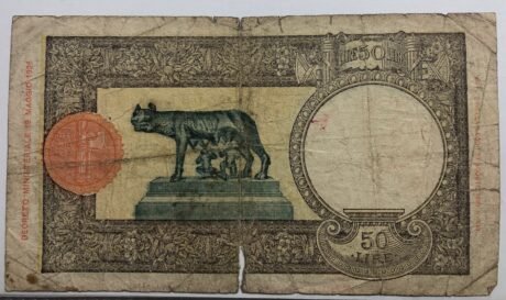Реверс банкноты 50 lire Lupetta (Italy) 1942