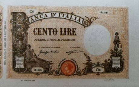Аверс банкноты 100 лир (Италия) 1896 года