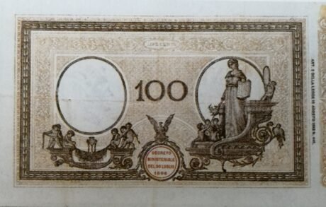 Реверс банкноты 100 лир (Италия) 1896 года