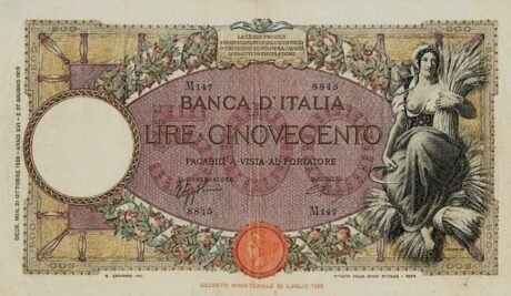 Аверс банкноты 500 лир (Италия) 1926 года