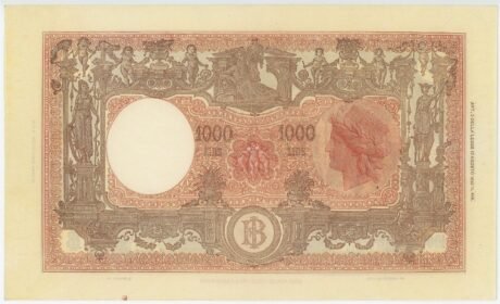 Реверс банкноты 1000 лир (Италия) 1896 года